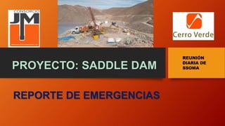 PROYECTO: SADDLE DAM
REPORTE DE EMERGENCIAS
REUNIÓN
DIARIA DE
SSOMA
 
