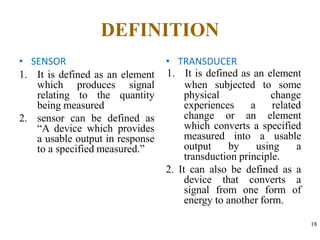Sensor Key Definition MR3491 SENSORS AND INSTRUMENTATION ( UNIT-I INTRODUCTION) | PPTX