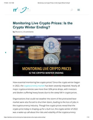 Monitoring Live Crypto Prices: Is the Crypto Winter Ending?