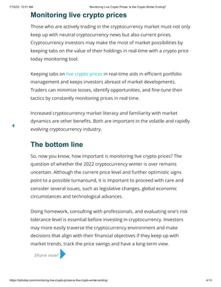 Monitoring Live Crypto Prices: Is the Crypto Winter Ending?