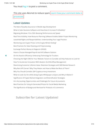 Monitoring Live Crypto Prices: Is the Crypto Winter Ending?