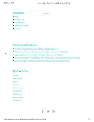 Monitoring Live Crypto Prices: Is the Crypto Winter Ending?