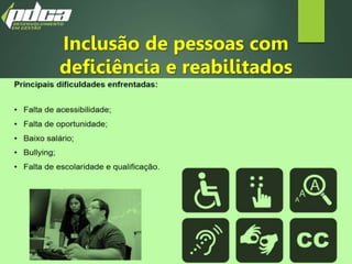 Inclusão de pessoas com
deficiência e reabilitados
 