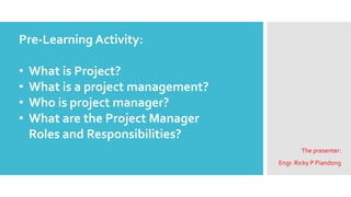 1. THE ROLE OF PROJECT MANAGE | PPTX