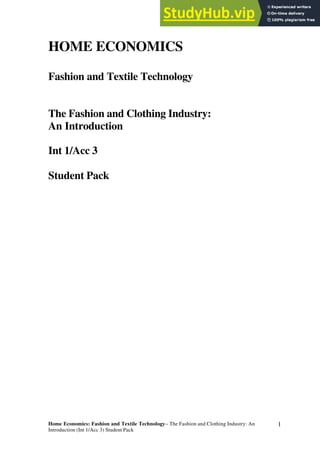 1. Intro To Fashion And Clothing Industry | PDF