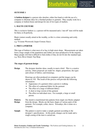 1. Intro To Fashion And Clothing Industry | PDF