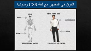 ‫لغة‬ ‫مع‬ ‫المظهر‬ ‫في‬ ‫الفرق‬
CSS
‫وبدونها‬
 