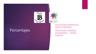 Porcentajes
EDUCADORA DIFERENCIAL
CAMILA MARTÍNEZ
PROFESORES: RODRIGO
MALDONADO - DANIEL
FUENTES
 