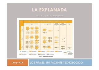 LA EXPLANADA
LOS FIRMES: UN PACIENTE TECNOLOGICO
Colegio ICCP
MEJORAS DE LA EXPLANADA
 