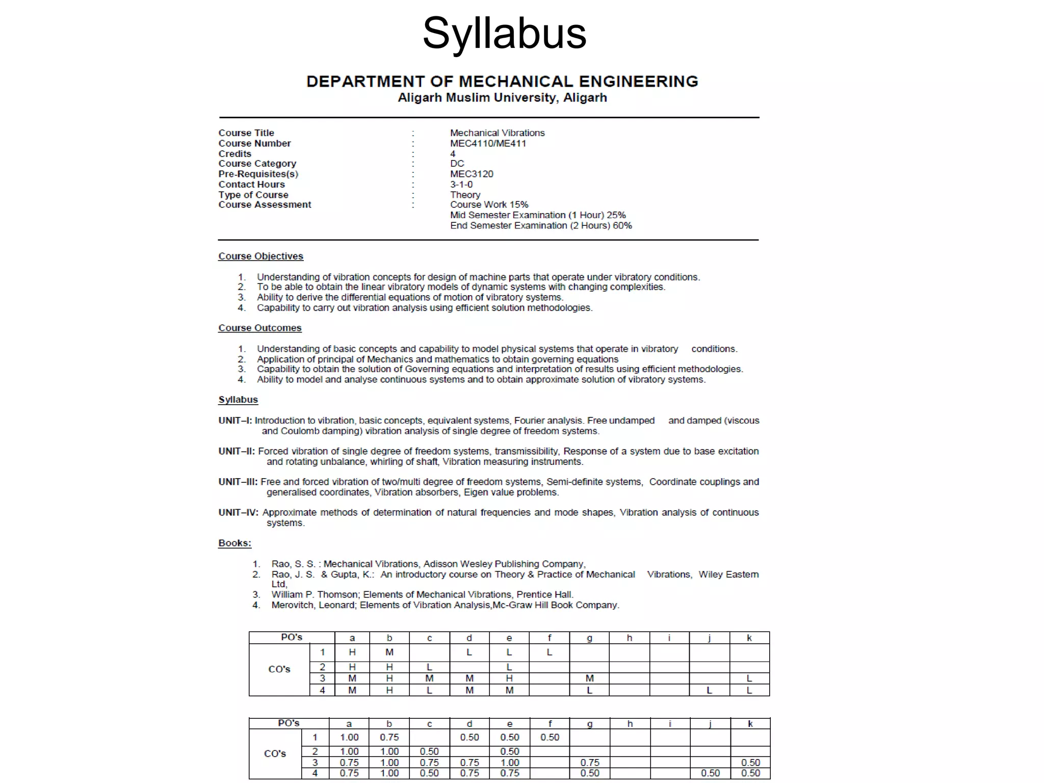 Syllabus
 
