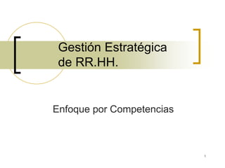 Gestión Estratégica
de RR.HH.
Enfoque por Competencias
1
 