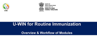 U-WIN for Routine Immunization
Overview & Workflow of Modules
 