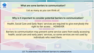 Barriers To Communication In Health And Social Care