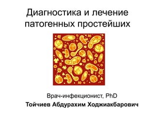 Диагностика и лечение
патогенных простейших
Врач-инфекционист, PhD
Тойчиев Абдурахим Ходжиакбарович
 