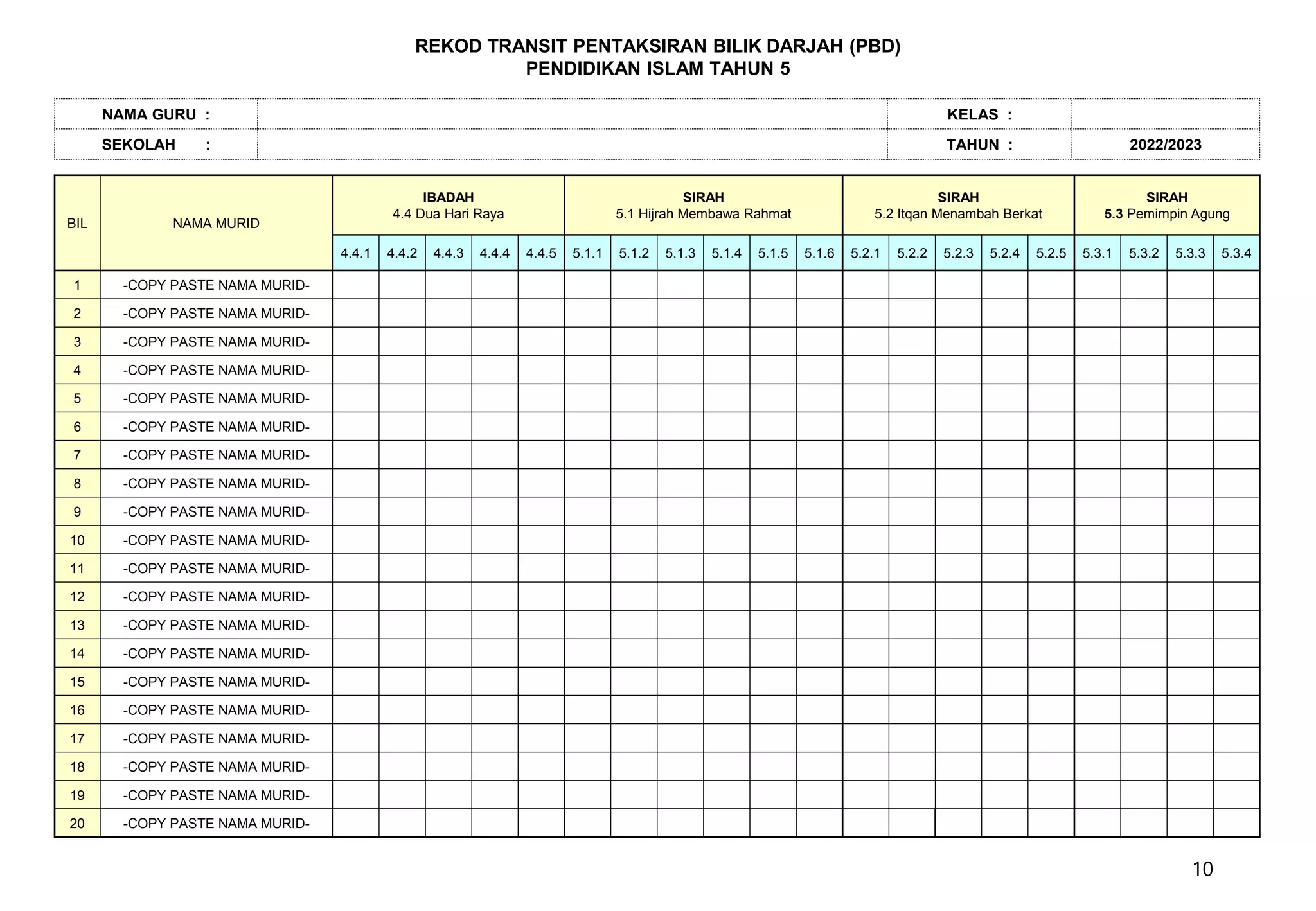 Contoh Rekod Index 1. REKOD TRANSIT PBD PEND ISLAM TAHUN 5.pptx