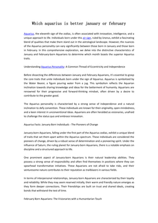 Which aquarius is better january or february | PDF