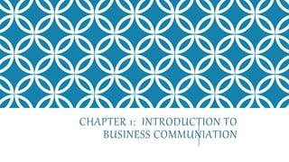 CHAPTER 1: INTRODUCTION TO
BUSINESS COMMUNIATION
 