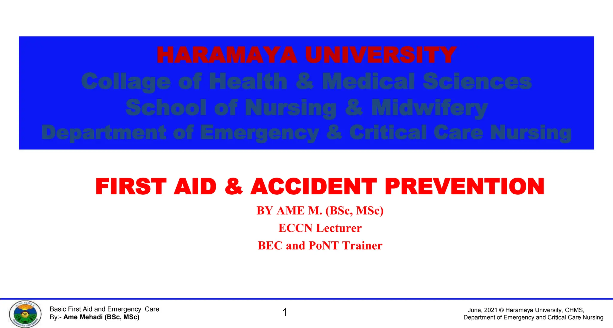 Introduction to general First Aid | PPTX