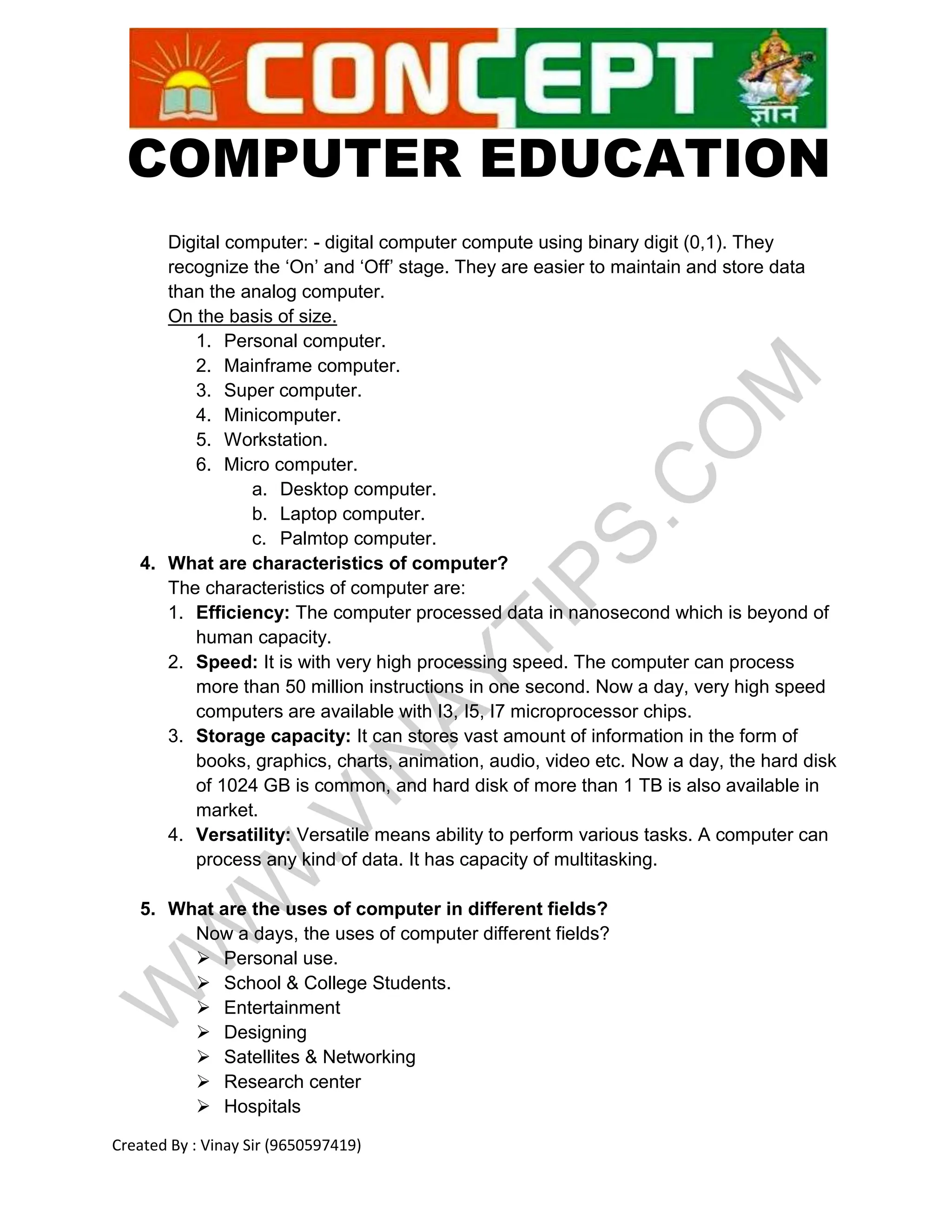 1. BASIC COMPUTER NOTES IN ENGLISH (1).pdf | Computer Peripherals ...
