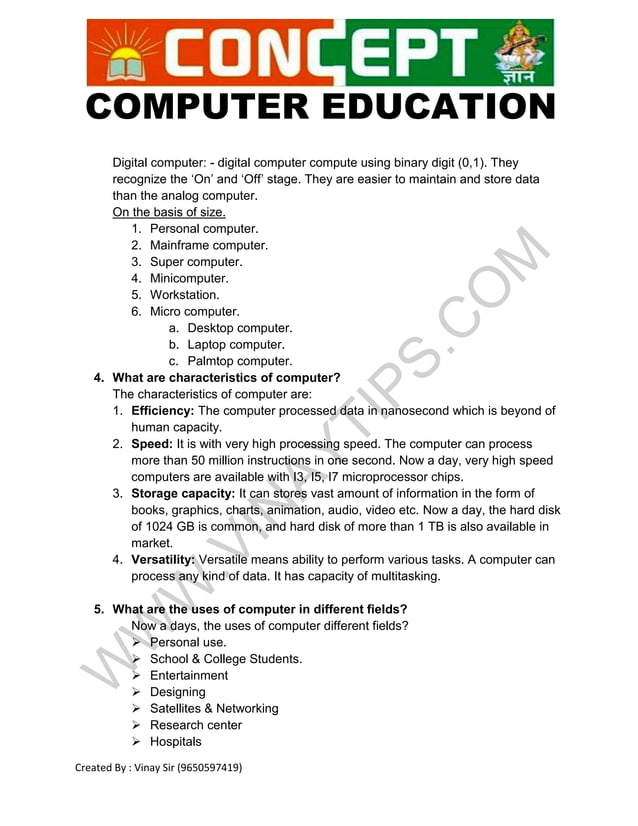 1. BASIC COMPUTER NOTES IN ENGLISH (1).pdf | Computer Peripherals ...