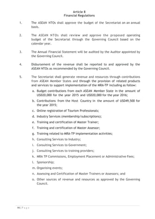 Article 12
Revision, Modification and Amendment
1. Revision, modification and Amendments to this Agreement, as proposed
by any ASEAN Member State, shall be agreed upon by the ASEAN
Member States by written consent.
2. Any revision, modification and amendment agreed to by the ASEAN
Member States shall be reduced into writing and will form part of this
Agreement.
3. Such revision, modification and amendments shall enter into force in
accordance with Article 14 (Final Provision) of this Agreement.
4. Any revision, modification or amendment will not prejudice the rights
and obligations arising from or based on this Agreement before or up to
the date of such revision, modification or amendment.
Article 13
Settlement of Disputes
Any dispute between ASEAN Member States concerning the interpretation or
application of, or compliance with this Agreement shall be settled amicably by
consultation or negotiation.
Article 14
Final Provisions
1. Each ASEAN Member State shall notify the Secretary-General of ASEAN upon
completion of its internal legal procedures for entry into force of this
Agreement. This Agreement shall enter into force on the date of the deposit
of the tenth instrument of notification of the fulfilment of such internal
legal procedures with the Secretary-General of ASEAN.
2. This Agreement shall be deposited with the Secretary-General of ASEAN,
who shall promptly furnish a certified copy thereof to each ASEAN Member
State.
IN WITNESS WHEREOF the undersigned, being duly authorised by their respective
Governments have signed this Agreement.
DONE in Jakarta, Indonesia, on the Thirtieth day of December in the Year Two
Thousand and Fifteen in one original text, in English language.

 