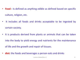 1. Introduction to nutrition power point for Bsc Nursing students | PPT