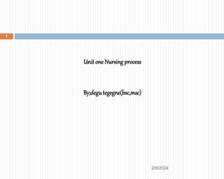 Unit one Nursing process
By;degutegegne(bsc,msc)
1
2/8/2024
 