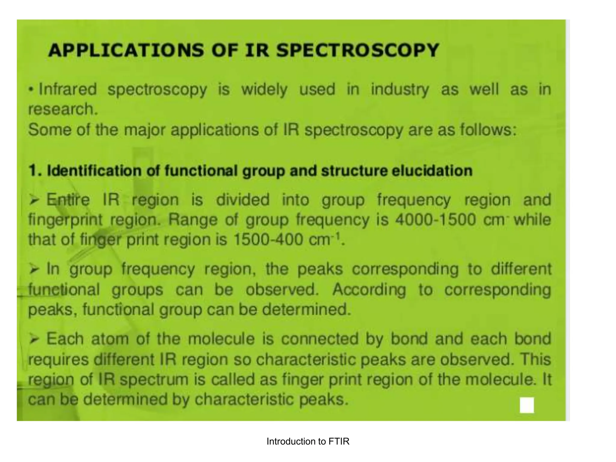 Introduction to FTIR
 