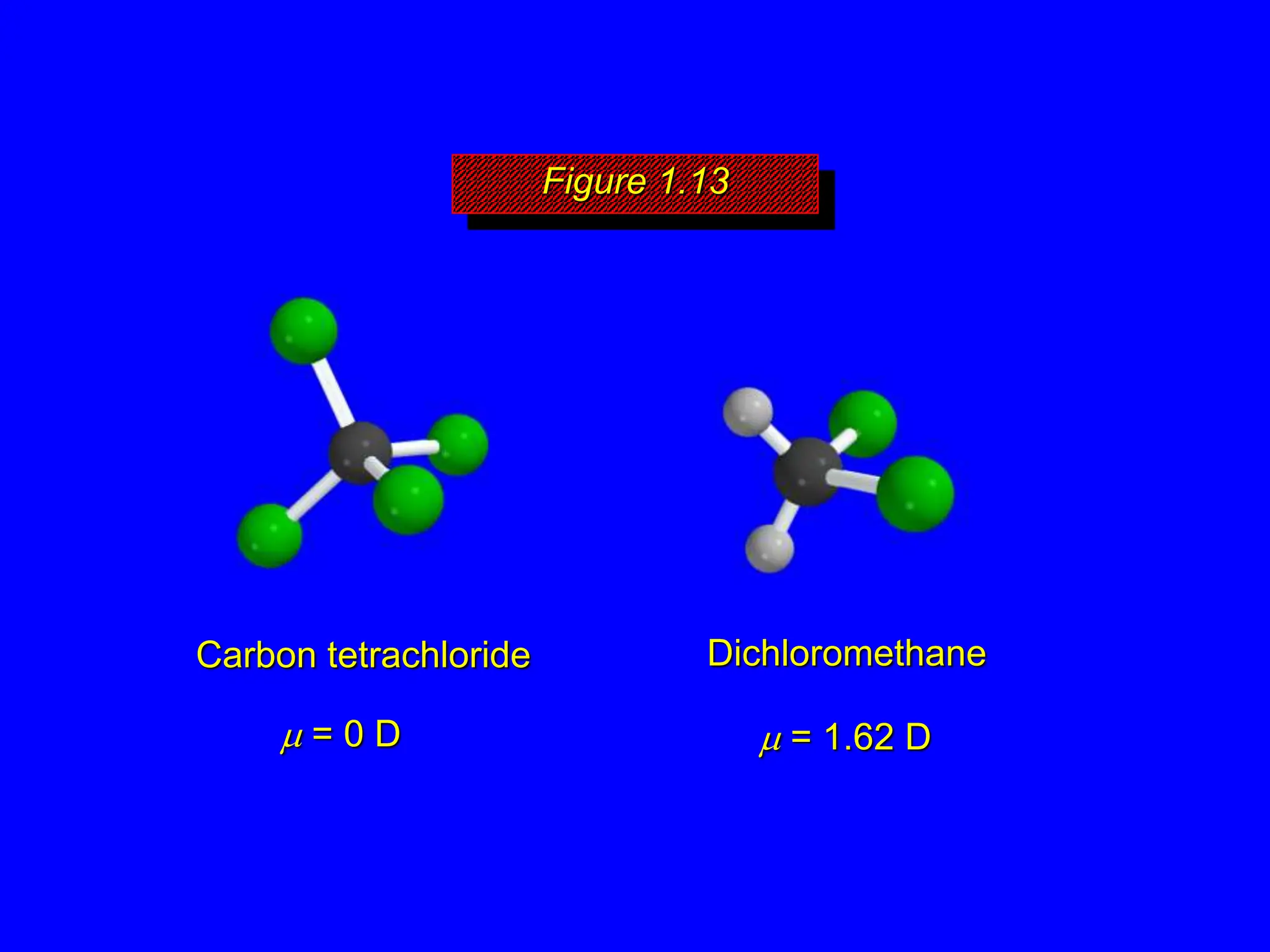 Figure 1.13
m = 1.62 D
m = 0 D
Carbon tetrachloride Dichloromethane
 