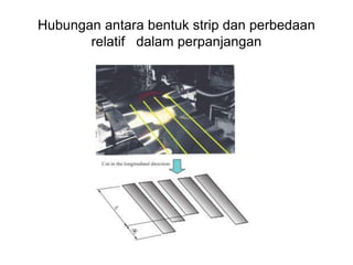 Hubungan antara bentuk strip dan perbedaan
relatif dalam perpanjangan
 