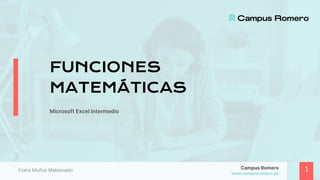 FUNCIONES
MATEMÁTICAS
Microsoft Excel Intermedio
Franz Muñoz Maldonado 1
 