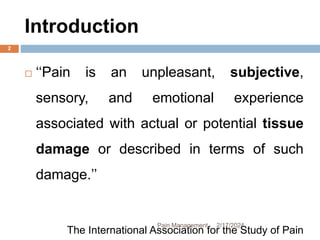 1. Pain management,pain types and pathophysiology | PPTX