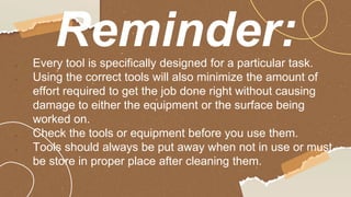 Tool Check Reminder 1.1 Tools, Equipment and Utensils used in Preparing Sandwiches.pptx