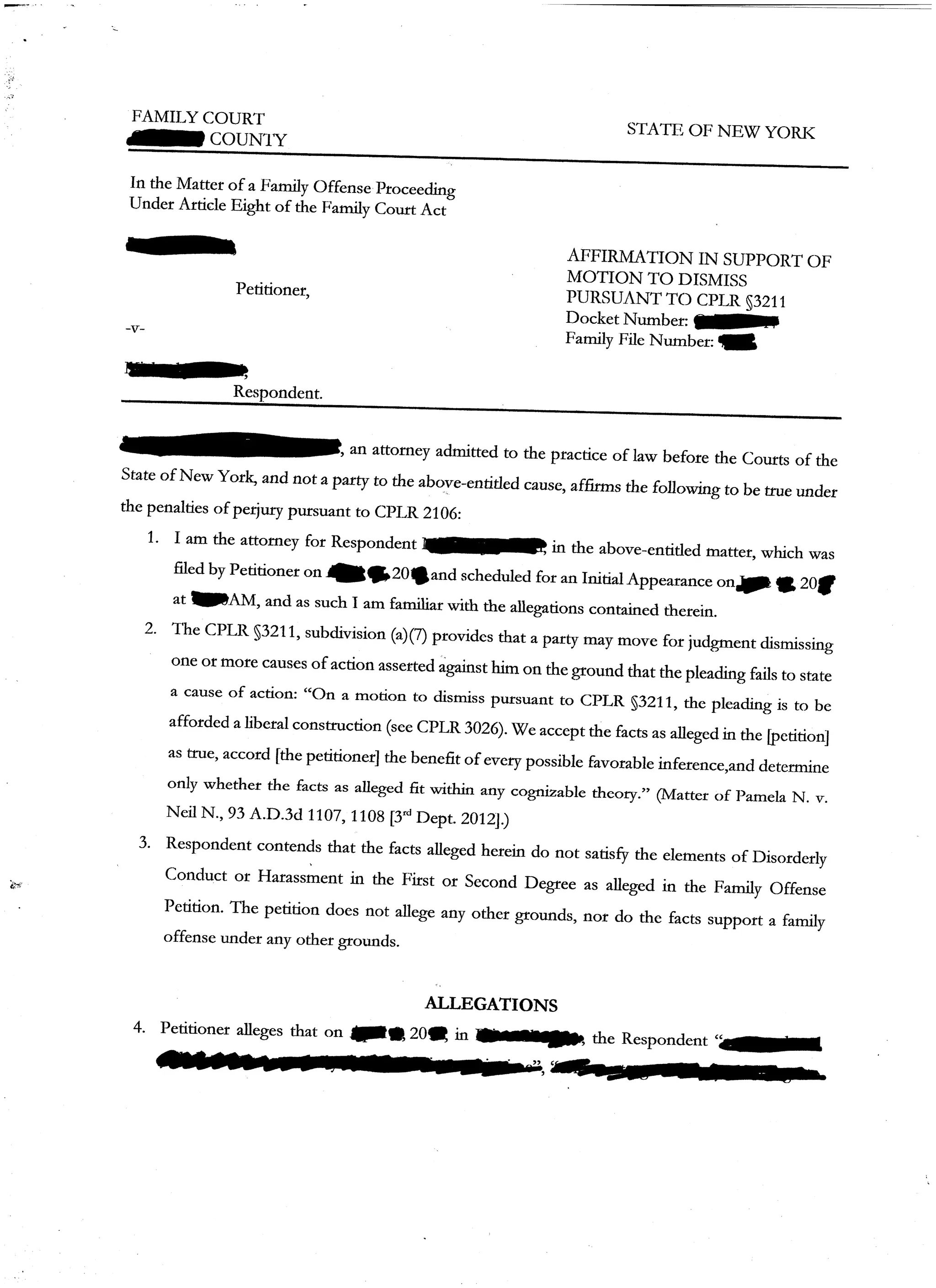 New York State Family Court Motion to Dismiss PDF New York State Family Court Motion to Dismiss PDF