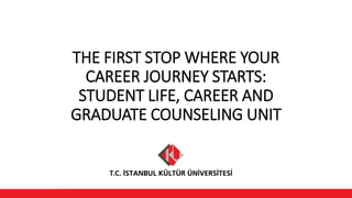 THE FIRST STOP WHERE YOUR
CAREER JOURNEY STARTS:
STUDENT LIFE, CAREER AND
GRADUATE COUNSELING UNIT
 