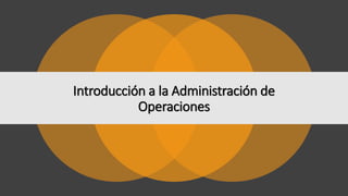 Introducción a la Administración de
Operaciones
 
