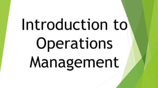 Introduction to
Operations
Management
 