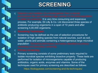 Environmental Microbiology - Screening of Producer strain | PPTX