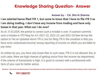 Knowledge Sharing Question Answer on Income Tax