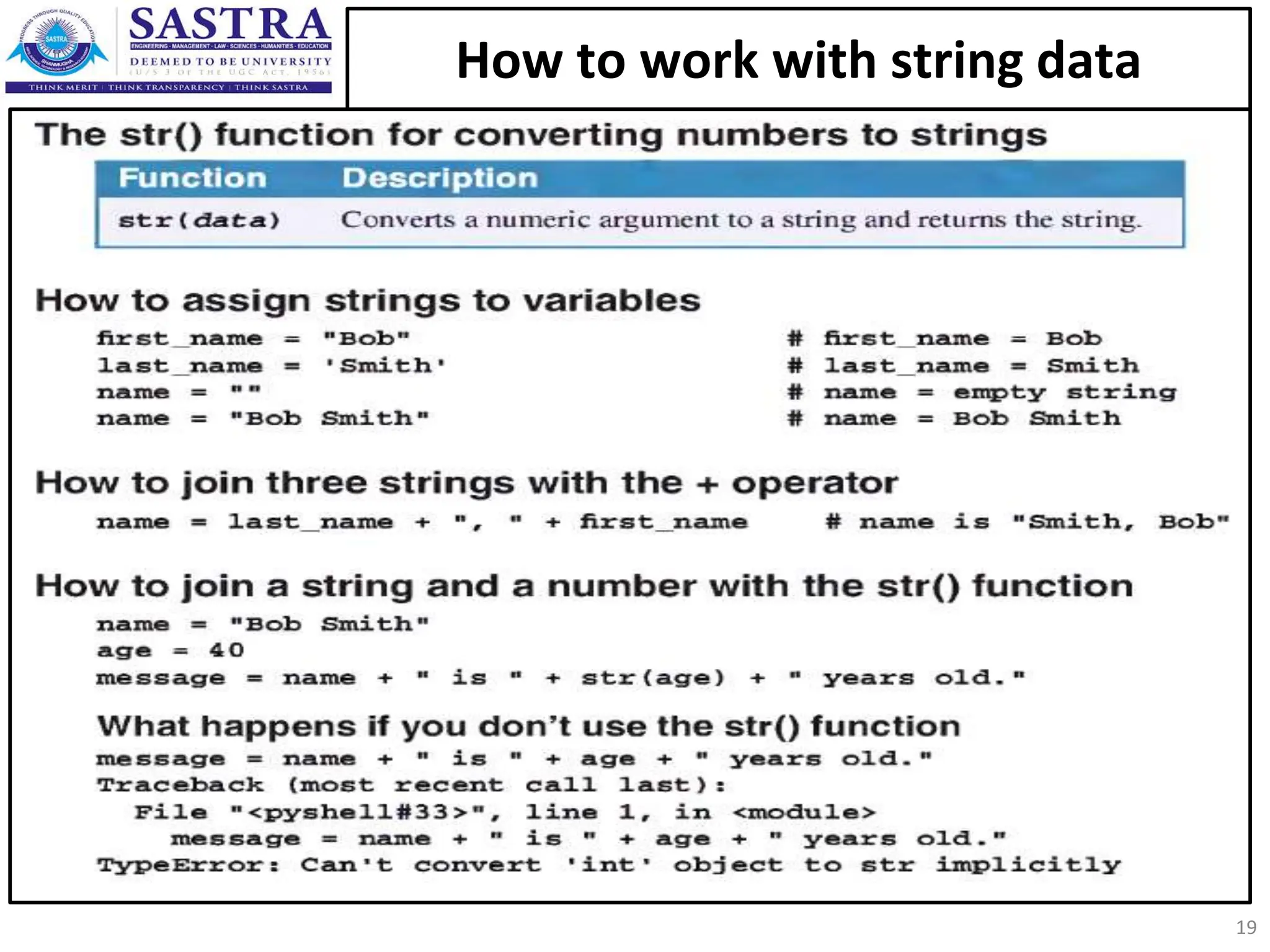 How to work with string data 19 