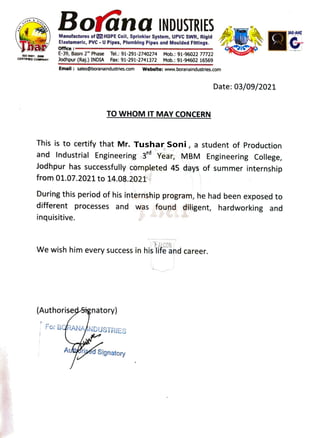Vaibhav Gupta
from MBM Engineering College , Jodhpur, has successfully completed a six weeks online training on 3D Printing
. The training consisted of Introduction to 3D Printing, Principles, Technologies, and Materials, The Printing
Journey, Applications of 3D Printing, Merits, Advancements, and Scope and Final Project modules.
In the final assessment, Vaibhav scored 88% marks.
We wish Vaibhav all the best for the future endeavours.
Date of certification: 2021-08-02 Certificate no. : 71349FB2-0C1D-C7F1-9B52-332E617E28FB
For certificate authentication, please visit https://trainings.internshala.com/verify_certificate
 