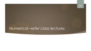 Numerical –refer class lectures
21
 