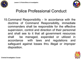 Core Command Rfesponsibilities 1.3-Pofessional Conduct and Ethical Standard. | PPTX