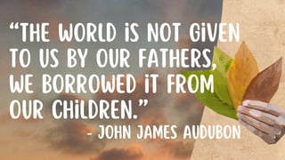 “the world is not given
to us by our fathers,
we borrowed it from
our children.”
- John James Audubon
 