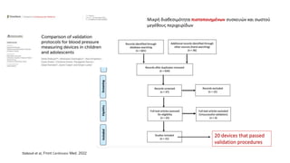 20 devices that passed
validation procedures
Μικρή διαθεσιμότητα πιστοποιημένων συσκευών και σωστού
μεγέθους περιχειρίδων
Stabouli et al, Front Cardiovasc Med. 2022
 