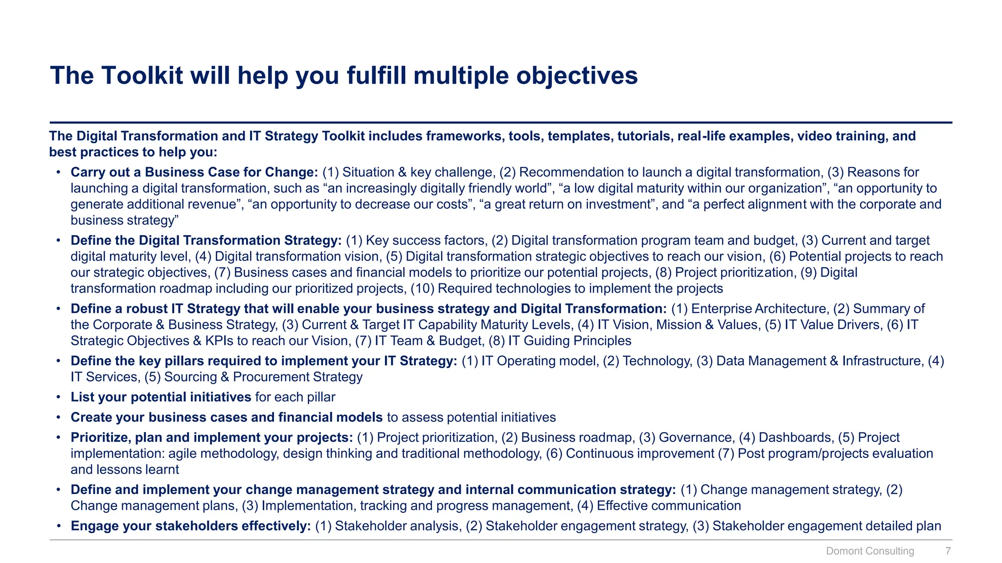 Digital Transformation and IT Strategy Toolkit and Templates | PPTX