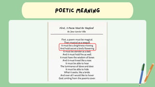 Language In Poems Language of Poetry (This includes presentation about the different ...