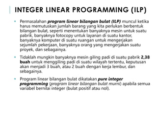Riset Operasional Linier Programing Bilangan Bulat | PDF