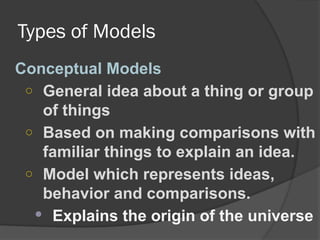 Model Def 1. Scientific Models (Tools to make or show a miniature of something ...