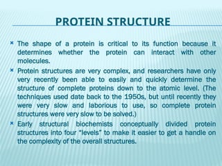 PROTEIN STRUCTURE AND LEVELS OF PROTEINS.pptx